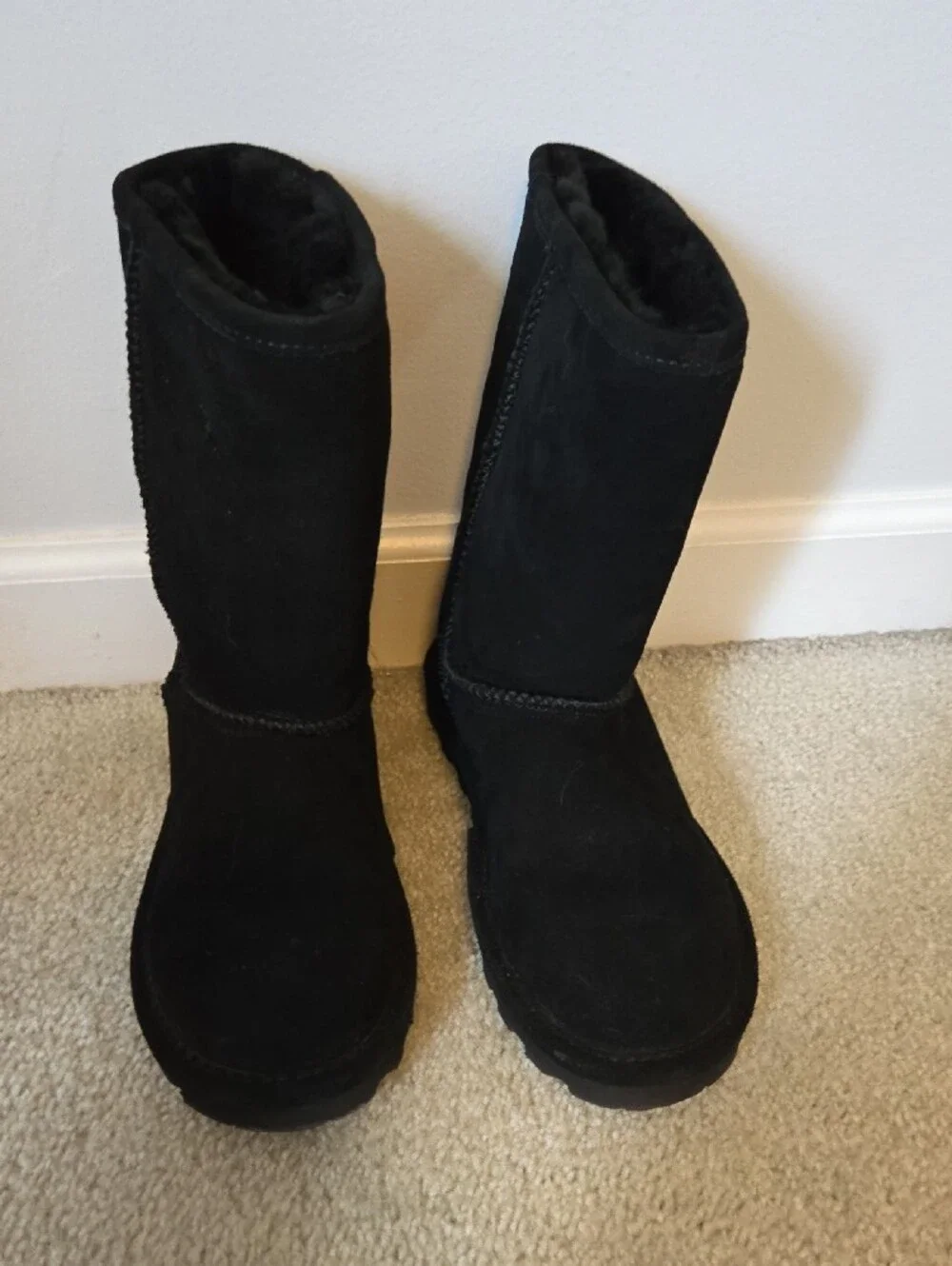 Black Women's Mid Calf Suede Winter Boots